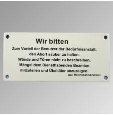 Emailleschild 17 x 18 cm "Wir bitten zum ...."