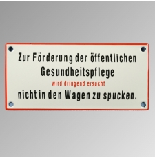 Emailleschild 17x 18 cm rot "Zur Förderung ..."