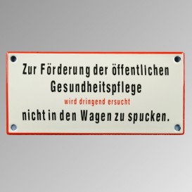 Emailleschild 17x 18 cm rot "Zur Förderung ..."